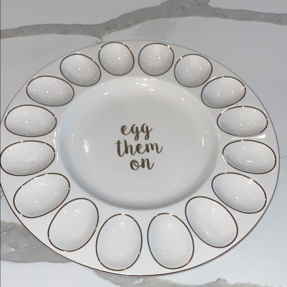 8 Oak Lane White and Gold Egg Platter